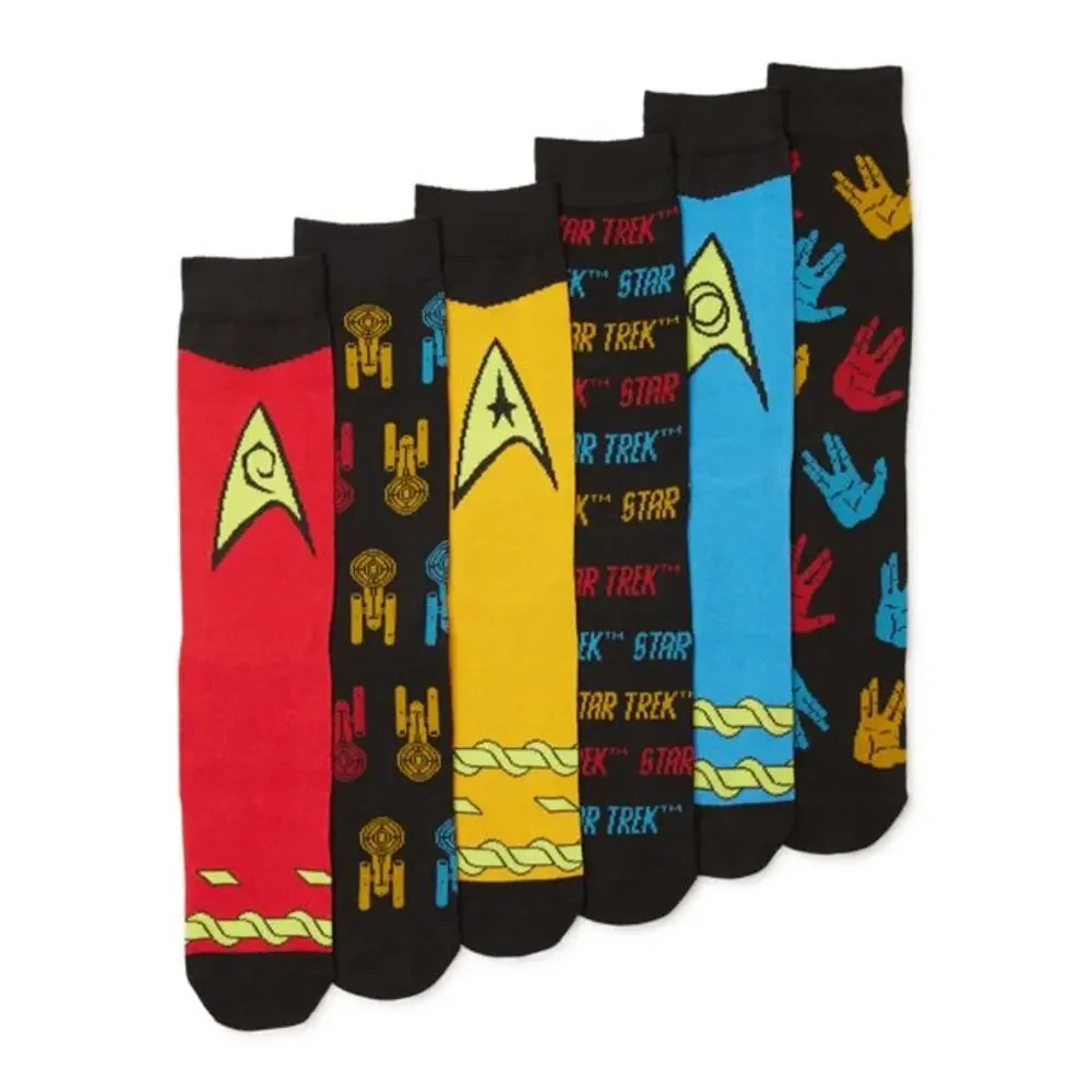 Star Trek Universe Casual Crew Socks-6 Pairs